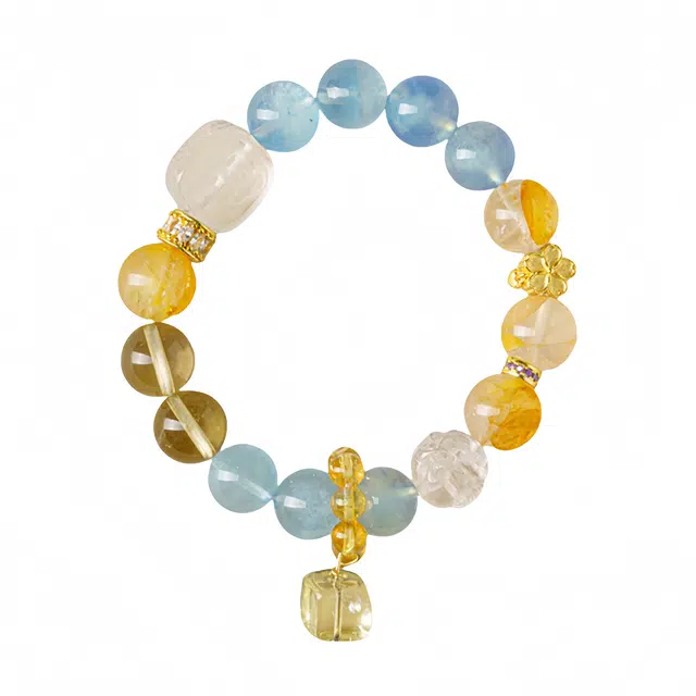 子婳 八方来财时来运转招财纳福诸事顺利新中式国潮复古轻奢百搭高级感告白首饰#好运 黄水晶 手串 女款