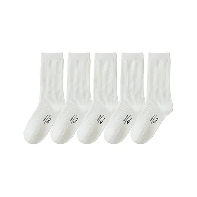 木林森 纯色经典版型线条螺纹吸汗透气运动训练袜潮流时尚百搭经典设计干爽舒适中筒袜 男女同款