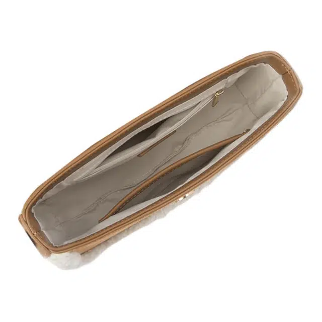 森马 复古拼接时尚流行 织物拼合成革 单肩包 女款 焦糖棕