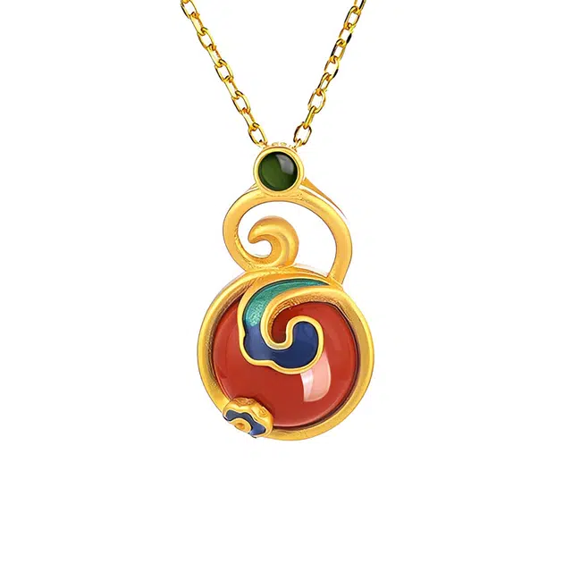 琦珂 祥云葫芦新中式民族风复古气质国潮百搭古风配饰#好运天然 玛瑙 项链 女款