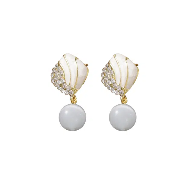 澜耀 复古植物素款金色描边 铜合金 耳环 女款