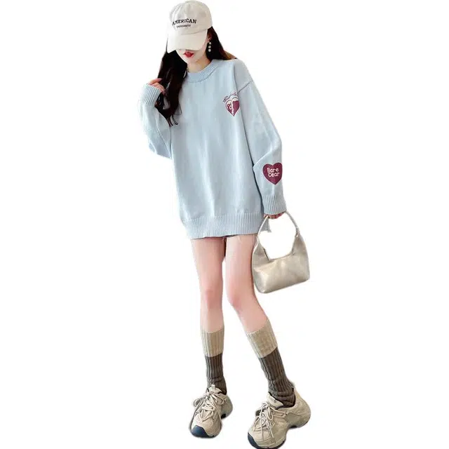 缪斯的诱惑 内搭女慵懒风宽松圆领百搭打底上衣针织衫 女款