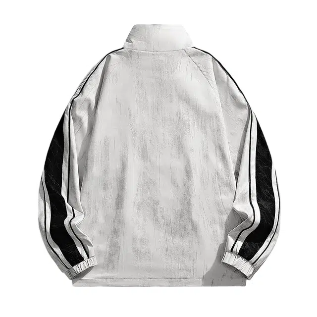 棉基因 美式高街复古条纹做旧扎染宽松简约翻领防风休闲百搭小香风夹克 男女同款