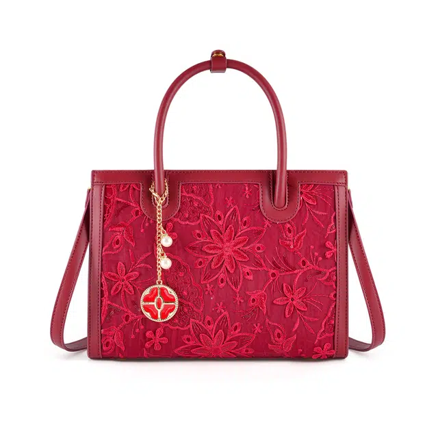 维尼奥 国风精致立体提花刺绣托特包中式晚宴新娘婚礼婚包 合成革 单肩斜挎手提包 常规 女款 多色