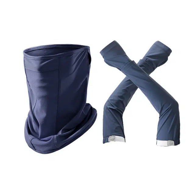 南极人 全脸防紫外线护颈一体脖套遮阳脸罩沙漠防沙户外骑行开车登山钓鱼透气冰丝袖套护手臂套宽松冰袖冰凉轻薄 锦纶 防晒面罩 男款