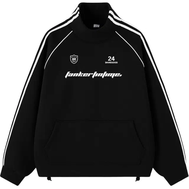 颂希尔 美式运动风撞色潮流宽松高领休闲男秋冬时尚百搭柔软舒适上衣卫衣 男女同款