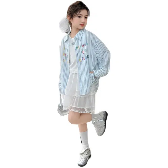 比比我休闲运动套装  女童春秋季韩版 百搭大童潮牌小孩衣服 小女孩短袖洋气时髦 舒适帅气轻便