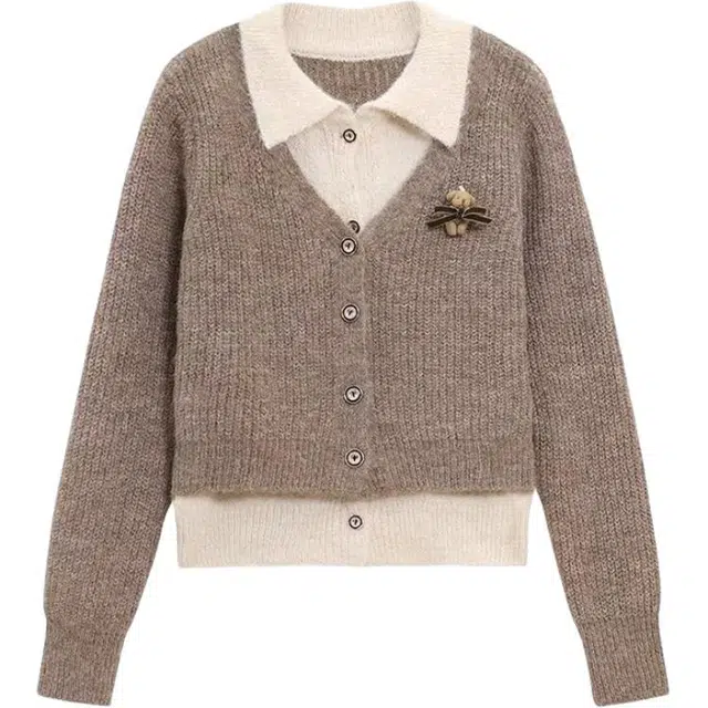 柏黛妃 简约时尚优雅百搭温柔短款长袖针织衫 女款