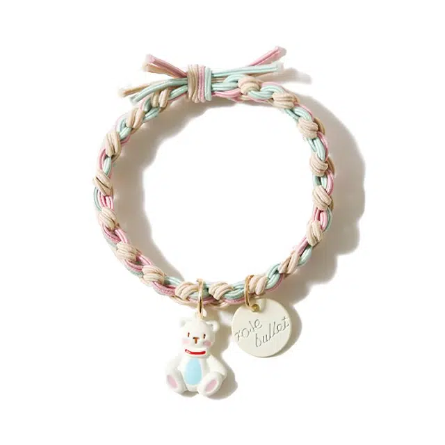 【可爱小熊编制发圈】 攸委 韩版高颜值吊牌头绳甜美少女百搭气质小皮筋 锦纶 卡通动物情侣手绳高弹力森系头饰 女款