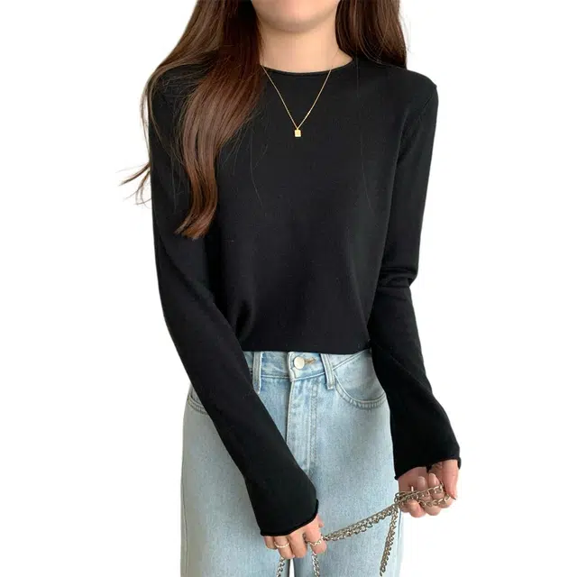 思蓓儿 秋冬韩版宽松套头内搭长袖女打底衫针织衫 女款