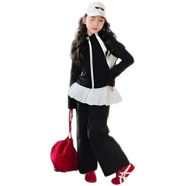 比比我休闲运动套装  女童春秋季时尚 百搭大童潮牌小孩衣服 小女孩短袖洋气时髦 舒适帅气轻便