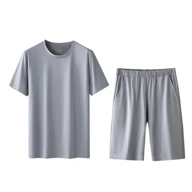 潞优野 短袖短裤薄款轻便冰丝凉感夏天大码纯棉家居服可外穿夏季睡衣套装 男款