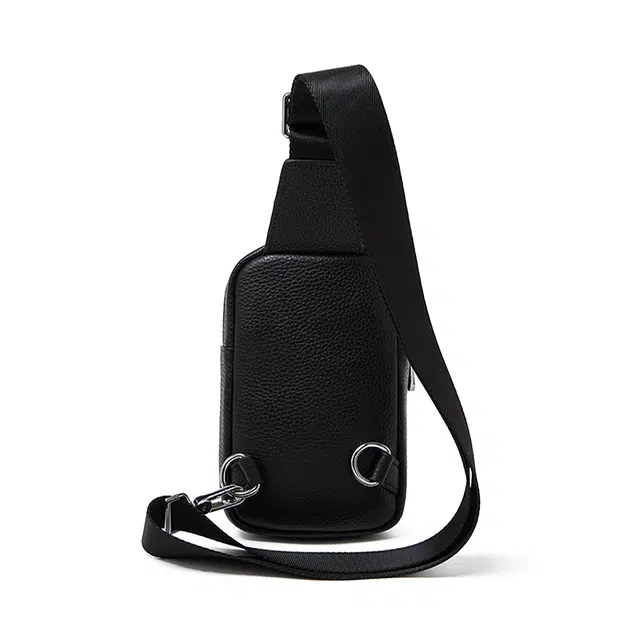 老人头 潮流胸前包通勤百搭高级感 头层牛皮 胸包 常规 男款 黑色