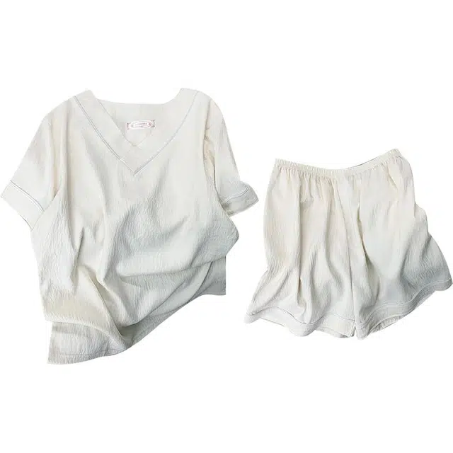 顶瓜瓜 夏季女透气简约休闲柔软舒适面料家居服睡衣套装 女款