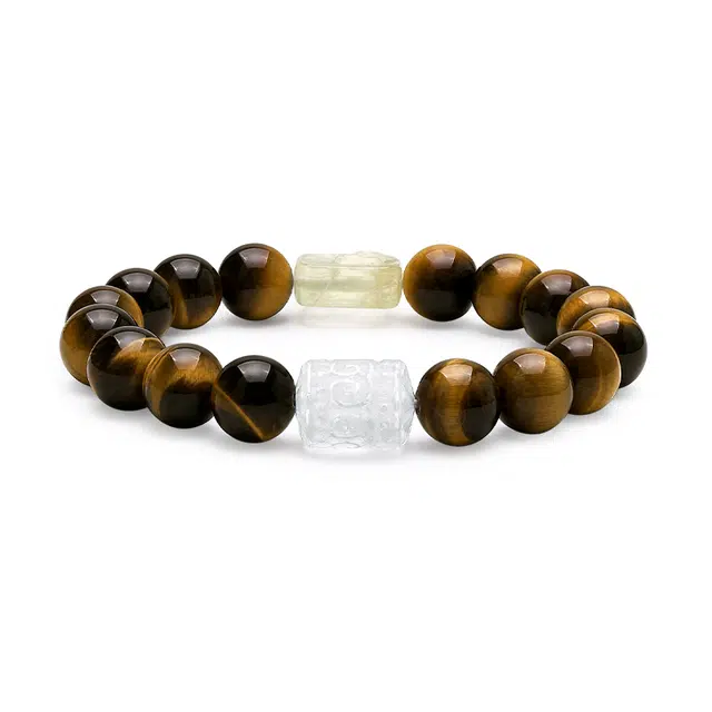 周大生 招财之石】财运事业发财暴富回纹珠锁住财运绵延不断招财富贵#好运天然 虎眼石 手串 男女同款情侣款