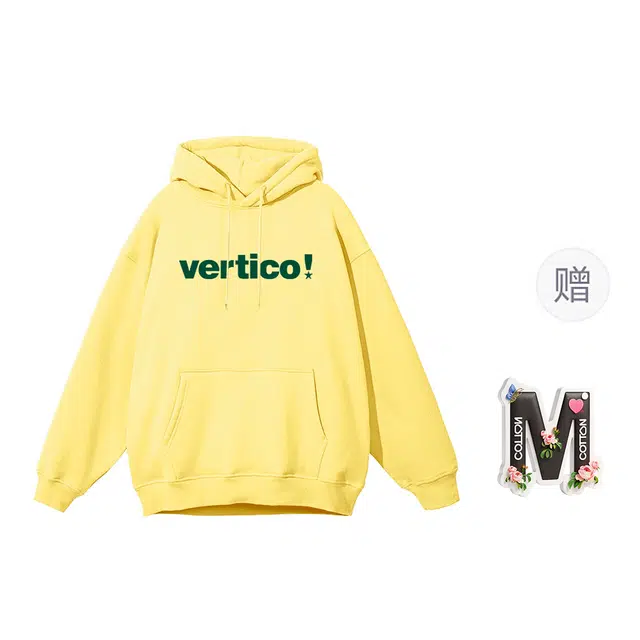 棉购 韩系休闲舒适连帽潮流时尚百搭绒衫外套加绒加厚多巴胺色系小清新简约印花卫衣 女款