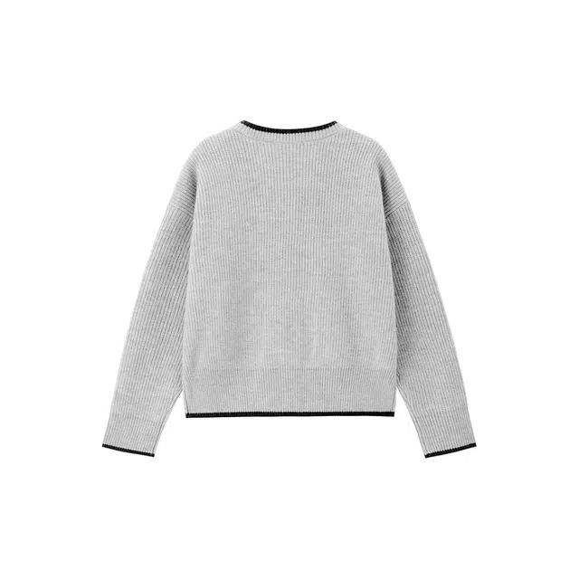 敲模女孩 韩系百搭复古撞色粗针开衫针织衫 女款