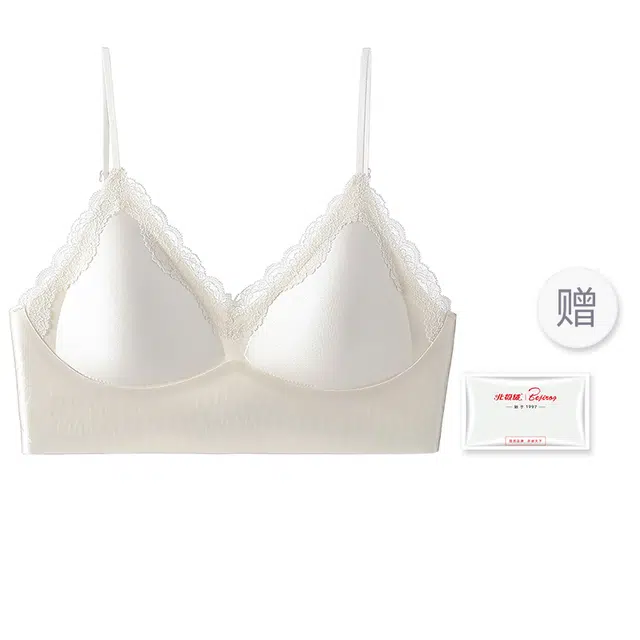 北极绒 法式蕾丝亲肤聚拢舒适防下垂透气不闷汗高弹美背无钢圈收副乳文胸 女款