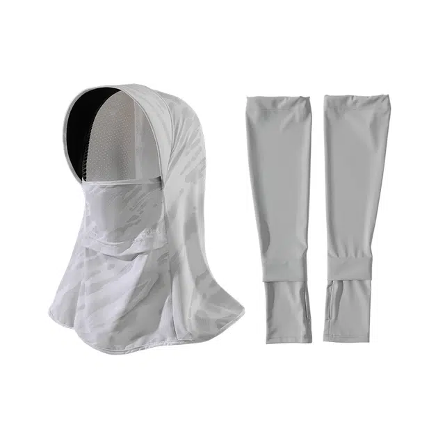 南极人 全脸防护遮阳面罩护颈帽子一体骑行遮脸头套帽冰丝袖套护手臂手袖户外骑车开车运动全面防护透气 轻薄款 防晒帽 女款