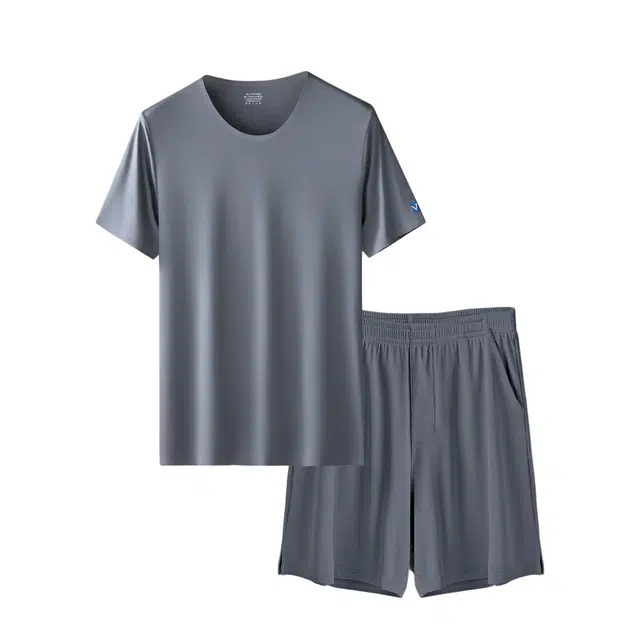 潞优野 舒适透气轻便无痕短袖短裤家居夏季睡衣套装 男款