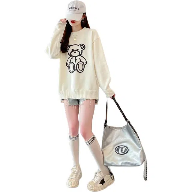 缪斯的诱惑 设计感女季宽松韩版小个子高级感打底衫上衣针织衫 女款