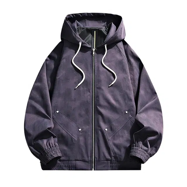 棉基因 美式高街做旧扎染防风宽松简约休闲连帽日常通勤百搭小香风夹克 男女同款