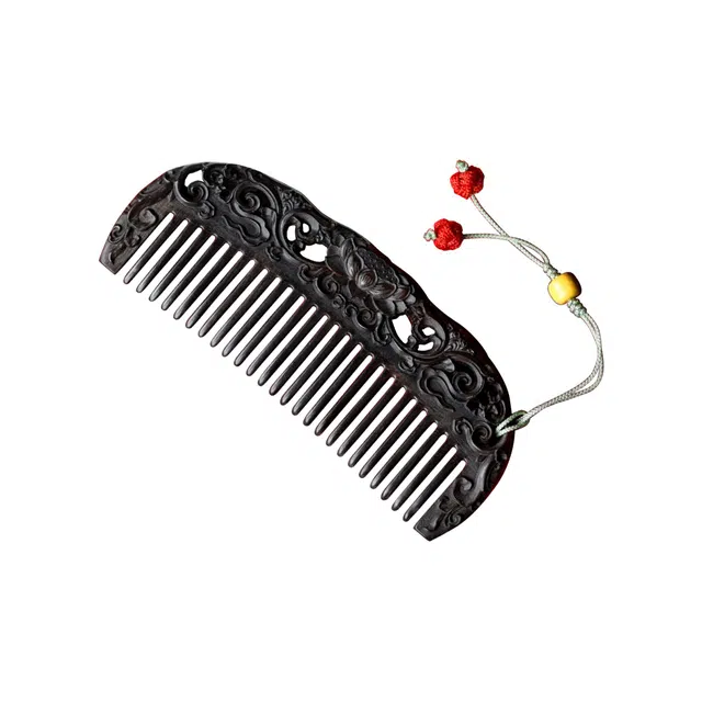 【青莲】 芳缘小傅 招财纳福复古国风高品质高档木质养发防脱静电家用大号加厚梳子 紫光檀 木梳 男女同款情侣款