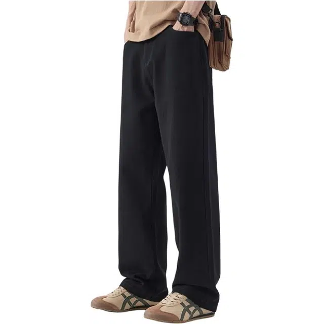 纯团 重磅纯棉美式工装长裤子秋季宽松阔腿简约潮牌直筒休闲裤 男款