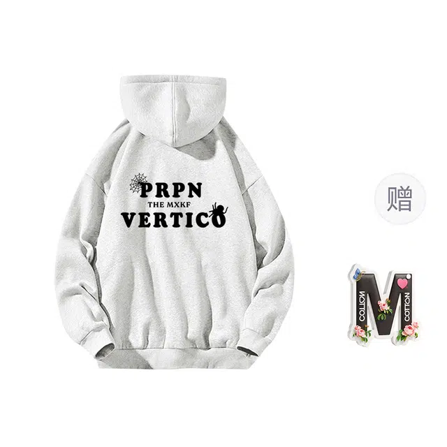 棉购 春秋情侣款蜘蛛背面印花上衣休闲舒适基础款潮流时尚宽松加绒加厚长袖卫衣 男女同款