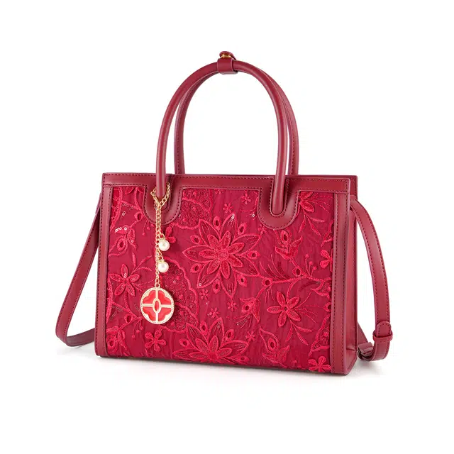 维尼奥 国风精致立体提花刺绣托特包中式晚宴新娘婚礼婚包 合成革 单肩斜挎手提包 常规 女款 多色