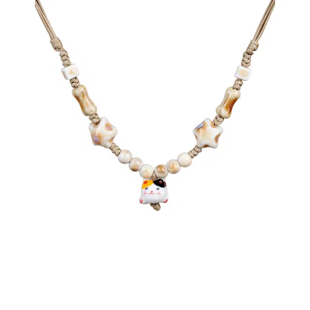 前方大荒野 焦糖布丁猫猫锁骨链美拉德风可爱小猫咪甜美可爱精致小巧萌趣迷人时尚设计日常百搭#好运 菩提根 项链 女款