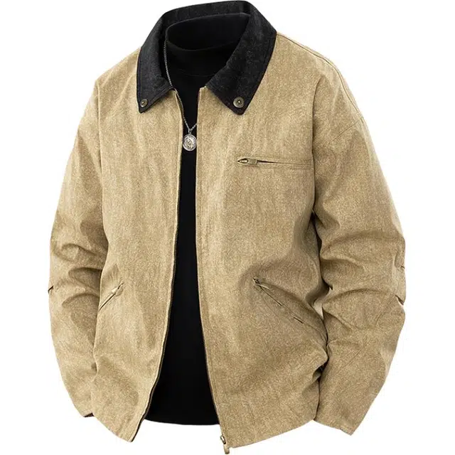 恒源祥 翻领拉链设计感扎染棉布休闲时尚潮流夹克 男款