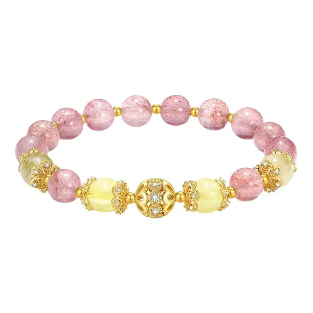 陌阡雪 轻奢甜美可爱暴富桃花 招正缘 转运纳福 小众时尚设计高级感简约百搭#好运天然 草莓晶 手串 女款