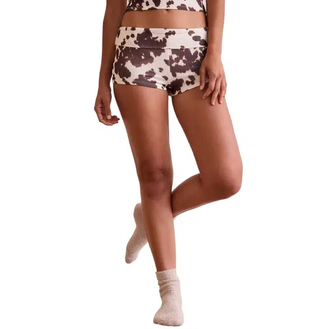 ALTAR'D STATE Cow Print Foldover Lounge Shorts