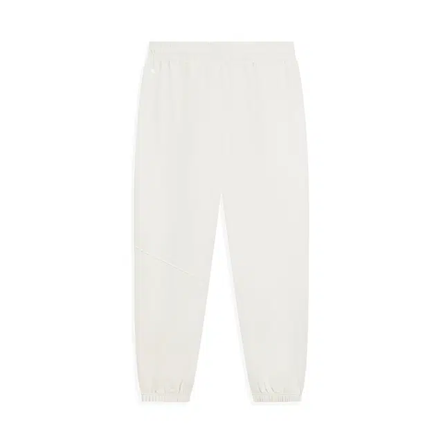 特步 运动生活系列 舒适简约宽松百搭松紧束脚针织运动长裤 男女同款 棉花白