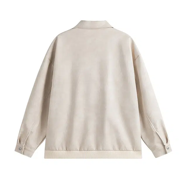 木林森 美式复古高街潮牌宽松休闲防风机能无性别主义飞行员立领皮衣 男女同款