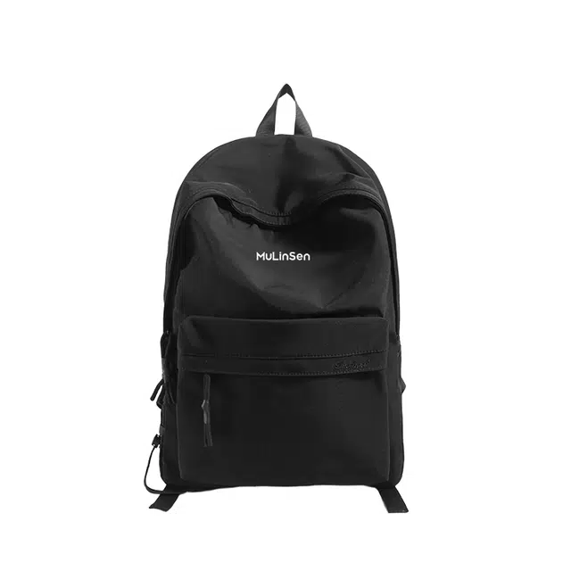 木林森 日系简约纯色字母刺绣大容量上课通勤休闲百搭短途背包 尼龙 书包双肩包 常规 男女同款情侣款 多色