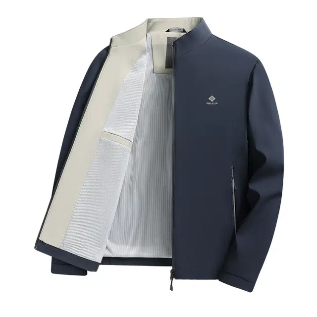 老爷车 春秋季中年纯色立领休闲行政商务舒适透气防风日常通勤百搭时尚夹克 男款