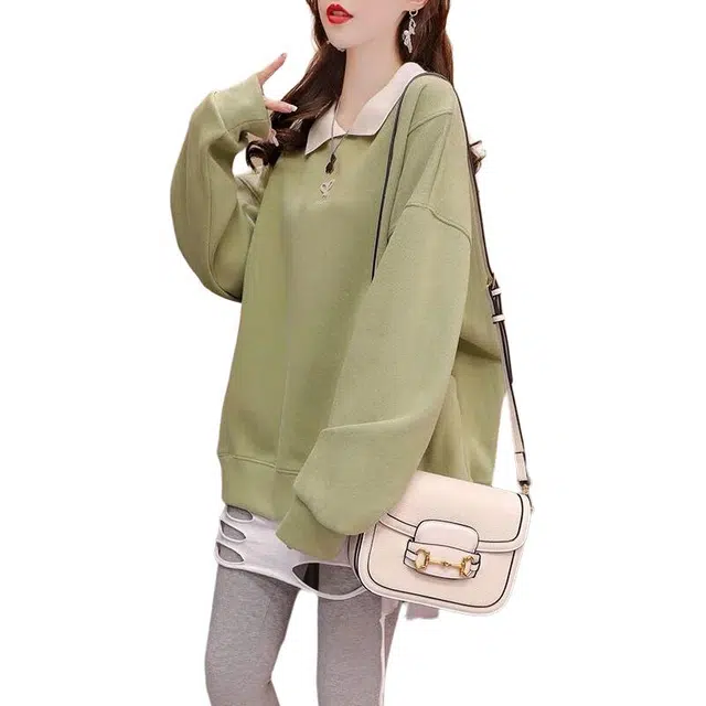 缪斯的诱惑 韩版慵懒风设计感休闲百搭娃娃领潮卫衣 女款