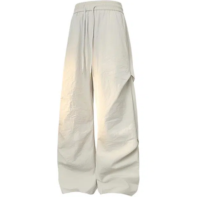 特斯型 美式伞兵裤薄款速干褶皱直筒运动宽松潮流百搭夏季休闲裤 男女同款