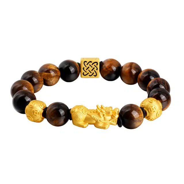 老凤祥 貔貅 招财纳福 新中式国潮转运珠串 复古小众百搭大气显贵  通勤百搭#好运 虎眼石 手串 男款