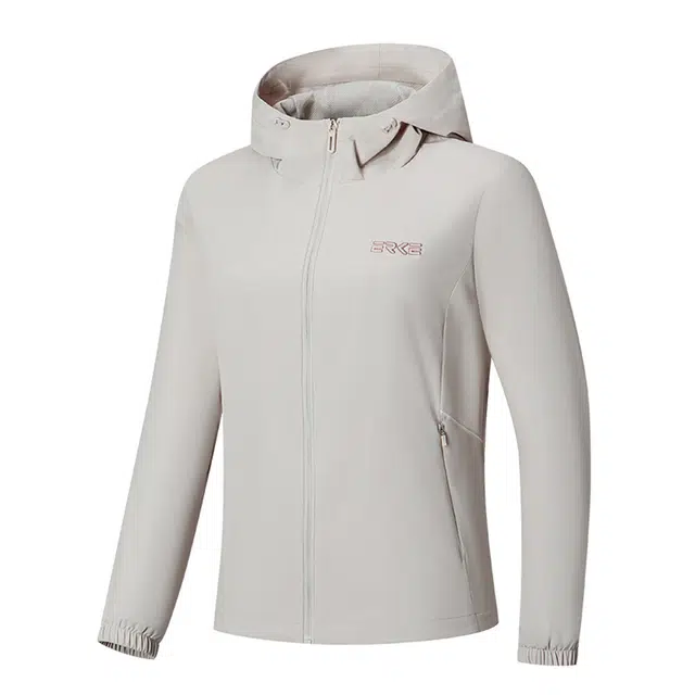 鸿星尔克 运动系列 字母拉链百搭连帽休闲运动风衣 女款