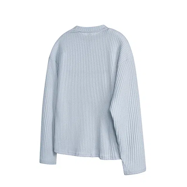 欧路得 美式肌理感长袖潮牌秋季宽松情侣休闲圆领内搭上衣针织衫 男款