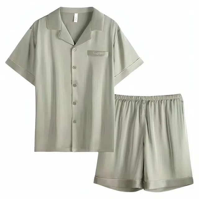 潞优野 轻奢高级感裸感舒适短袖短裤大码家居服睡衣套装 男款