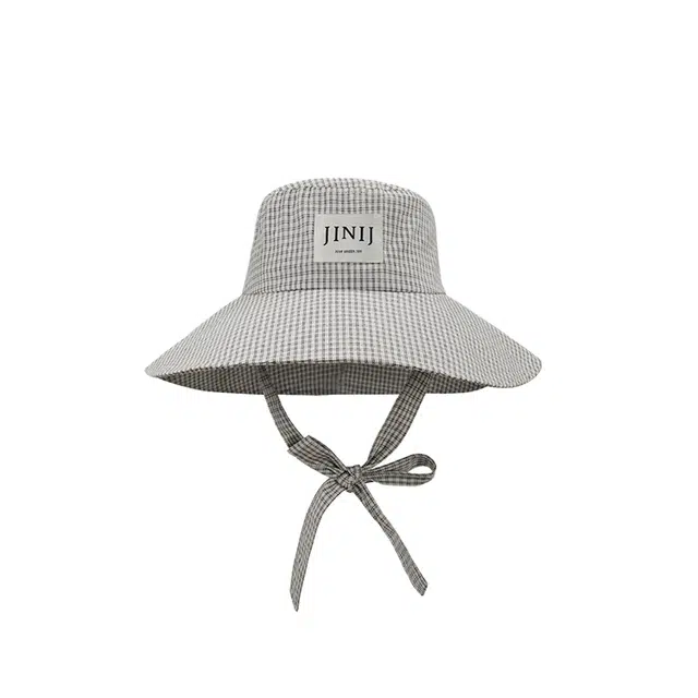 浪莎 韩版格子纹盆显脸小户外高街徒步防晒遮阳 聚酯纤维 渔夫帽 男女同款情侣款