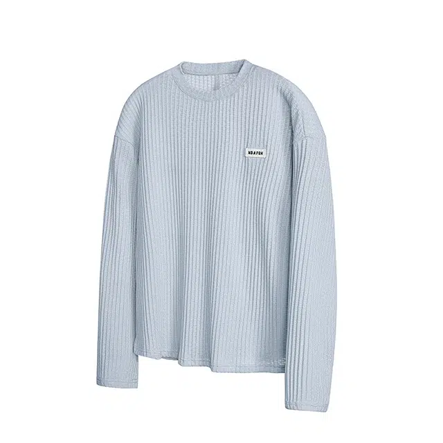 欧路得 美式肌理感长袖潮牌秋季宽松情侣休闲圆领内搭上衣针织衫 男款