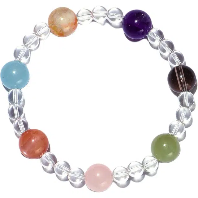 翠雅金楼 七星龙珠多宝 国风白晶水逆退散紫晶转运上岸黄塔晶招财进宝粉晶招桃花净化磁场 甜美简约百搭#好运天然 多色水晶 手串 女款