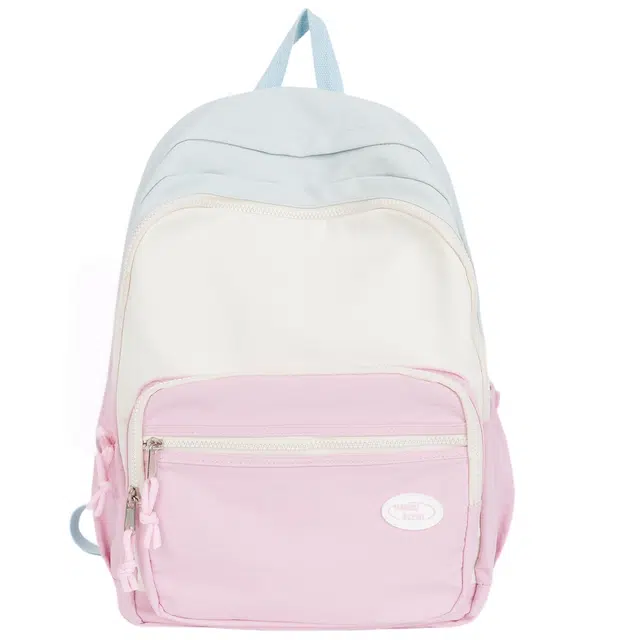 南潇湘 小清新休闲高颜值精美潮版高颜值女款背包初高中生大学生上课百搭书包 尼龙 双肩包 男女同款情侣款 蓝色/粉色/紫色/绿色/黑色