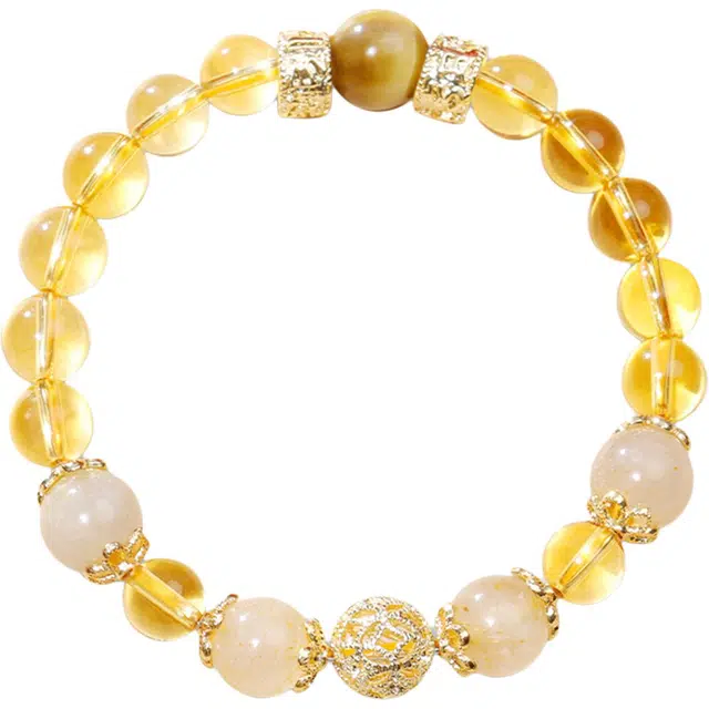 谧月珠宝 接泼天富贵考试上岸招财小霸王新中式国潮时来运转财源广进蛇年有钱花暴富转运通勤日常百搭好运天然 黄水晶 手串 男女同款情侣款