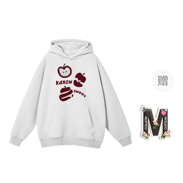 棉购 通勤简约舒适休闲卡通卫衣 女款